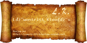 Löwentritt Kleofás névjegykártya